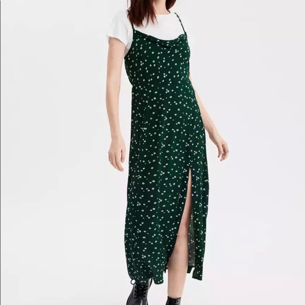 American Eagle Green Floral Maxi Dress Sz M